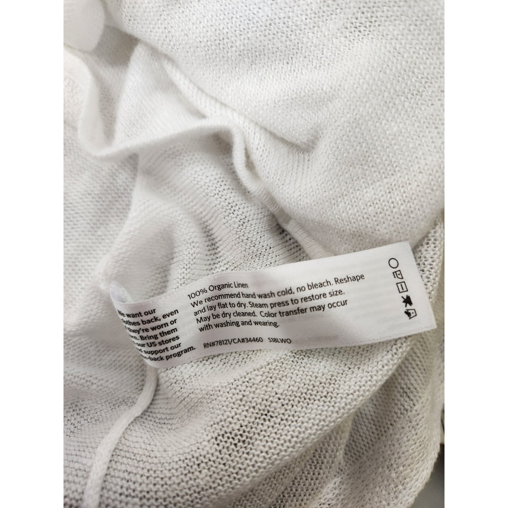 Eileen Fisher Women's Organic Linen Short Sleeve Asymmetric Tunic, Size L, White - Picture 9 of 10